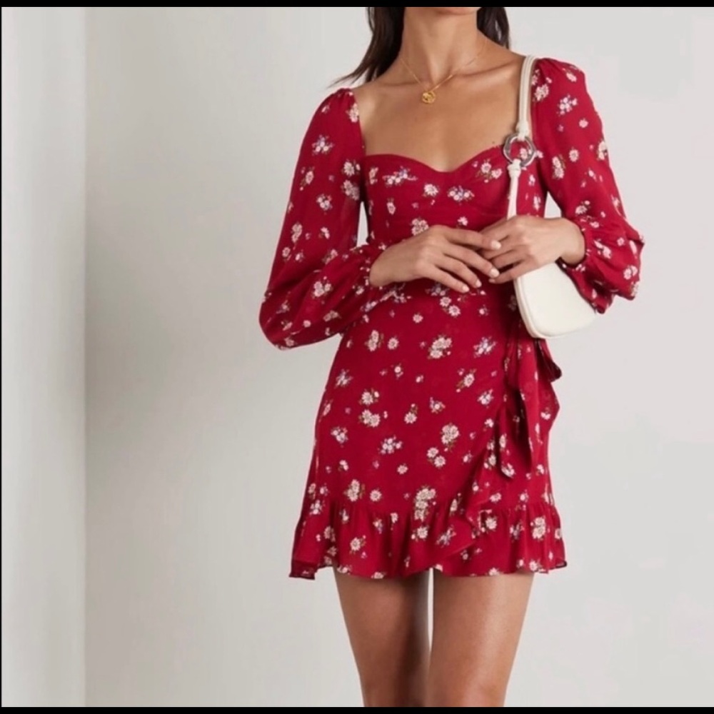 Reformation Cammi Floral Long Sleeve Mini Dress